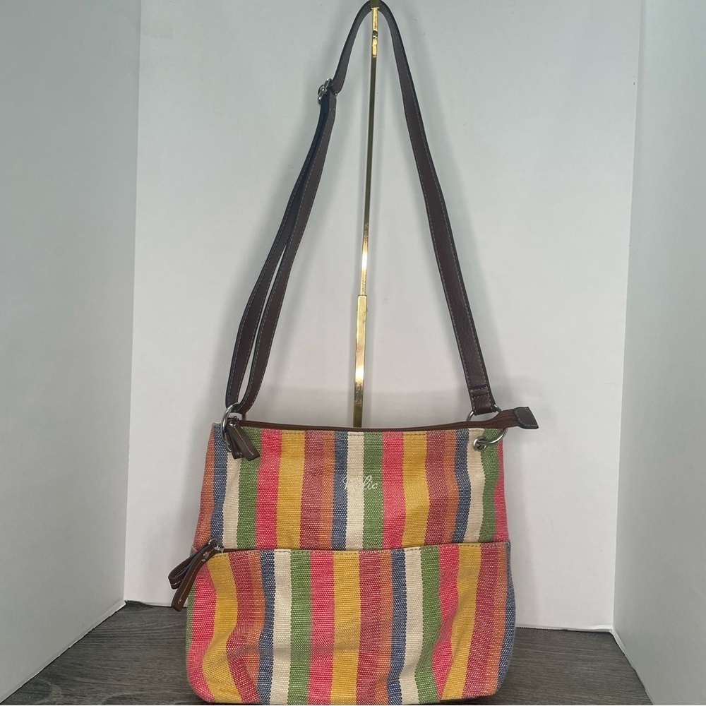 Relic Colorful Striped Shoulder Bag canvas multi pockets. Purse. See mark.